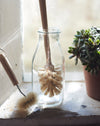 Milk bottle brush with natural bristles and beechwood handle