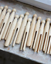 Old school Laundry wooden dolly pegs in canvas bag