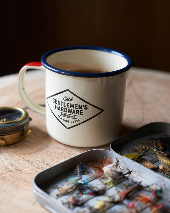 Classic enamel camping & glamping adventure tin.