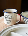 Classic enamel camping & glamping adventure tin mug