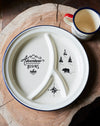 Classic enamel camping & glamping adventure tin plate.