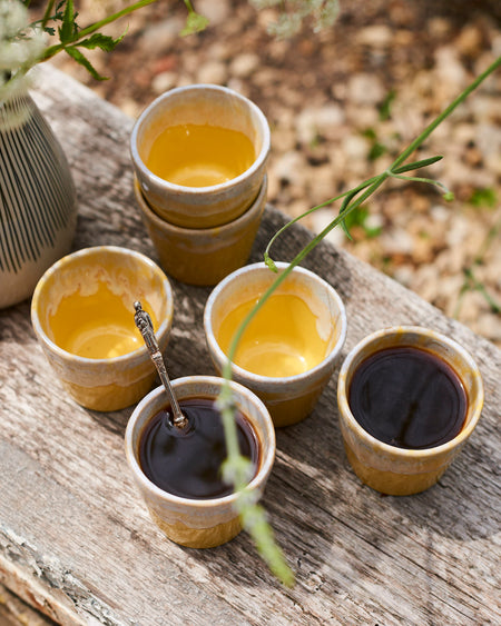 Espresso Cups in a yellow & cream glaze - set of 6
