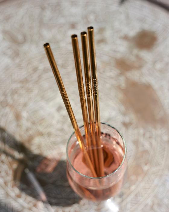 Eco friendly reusable Gold stainless steel straws.