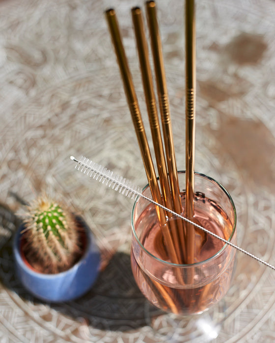 Eco friendly reusable Gold stainless steel straws.