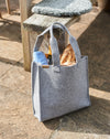 luxurious wool shopping bag in grey wool felt