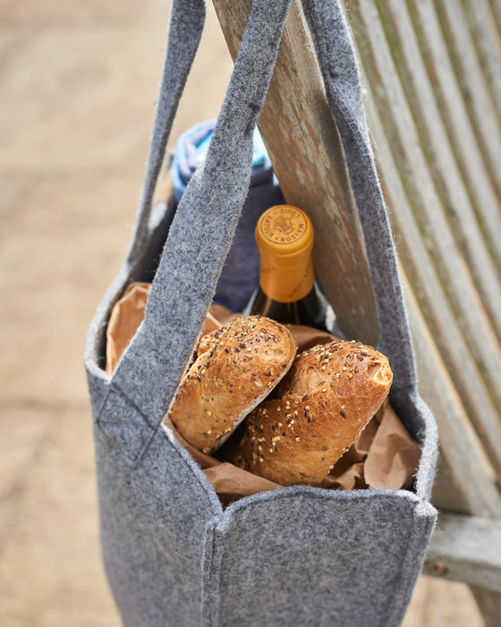 luxurious wool shopping bag in grey wool felt