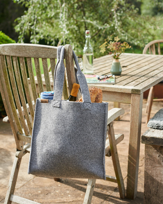 luxurious wool shopping bag in grey wool felt