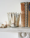 Large antiqued silver fluted votive t - light holders.