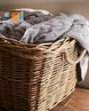 Large wild wicker log basket with rope handles