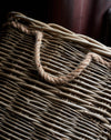 close up of hessian lining in wild wicker basket