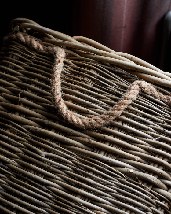 close up of hessian lining in wild wicker basket