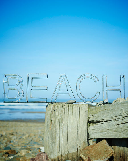 3D Galvanised metal wire beach signs. Beach/Surf"s Up.