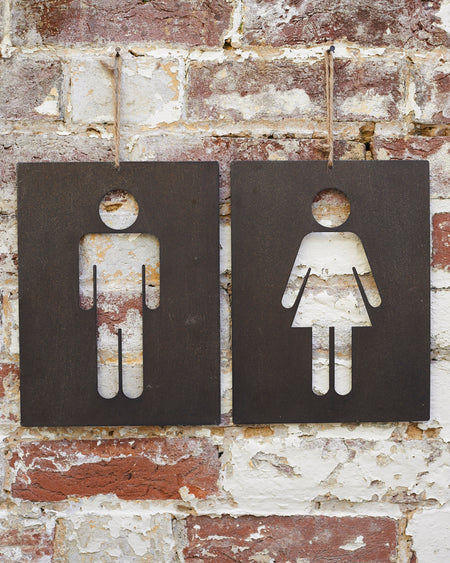 His and her metal signs