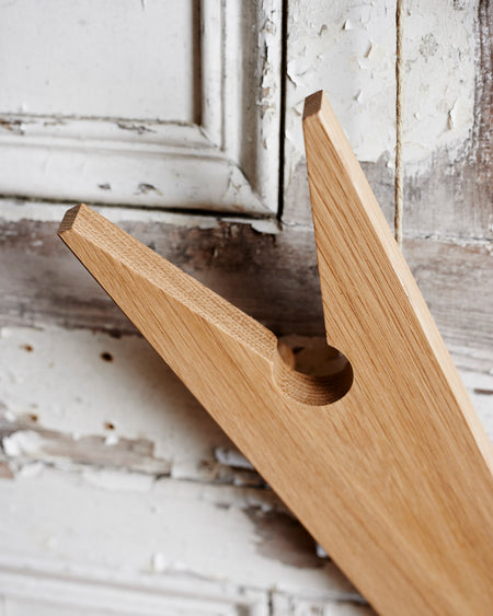 Solid oak wellington boot jack finished with natural oil