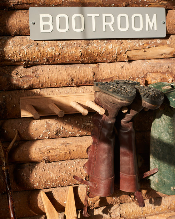 Oak wall mounted Wellington boot rack - 3 pairs of boots