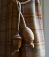 Rustic oak light pull with hemp cord-acorn/beehive