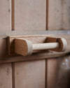 Handmade Oak loo roll holder.