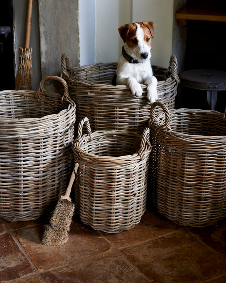 set of 4 rattan log baskets