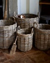 set of 4 rattan log baskets