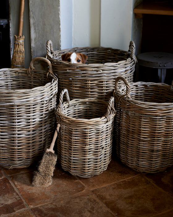 set of 4 rattan log baskets