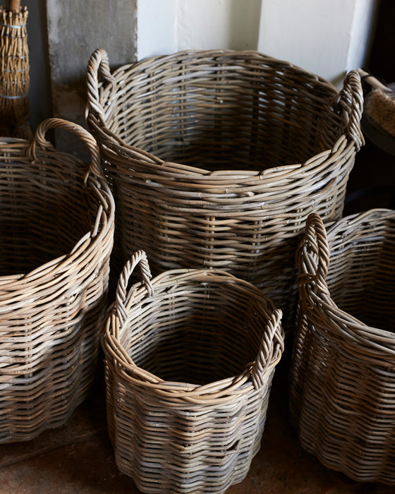 set of 4 rattan log baskets