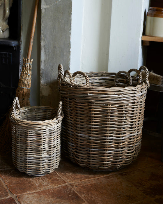 set of 4 rattan log baskets