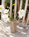 small hand painted grey striped vase in gift box