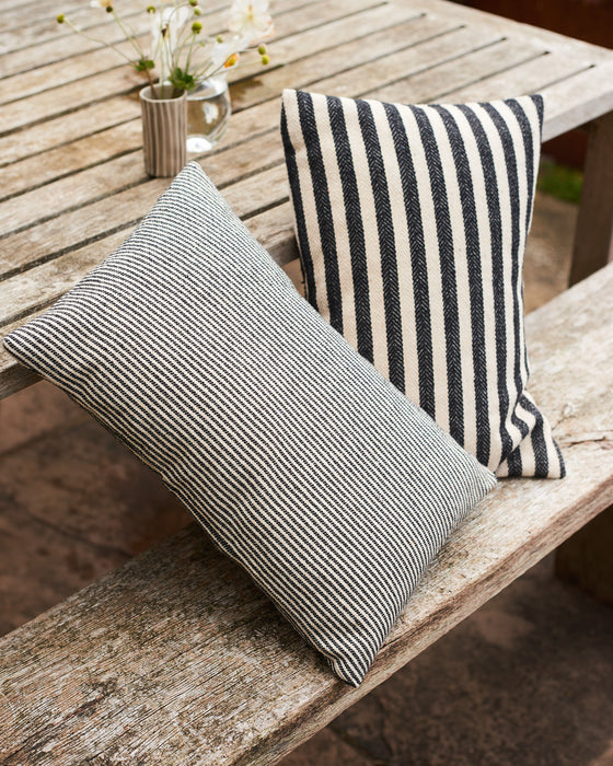 Thin Black Stripe Pillow Cotton Canvas Long Striped Cushion Thick