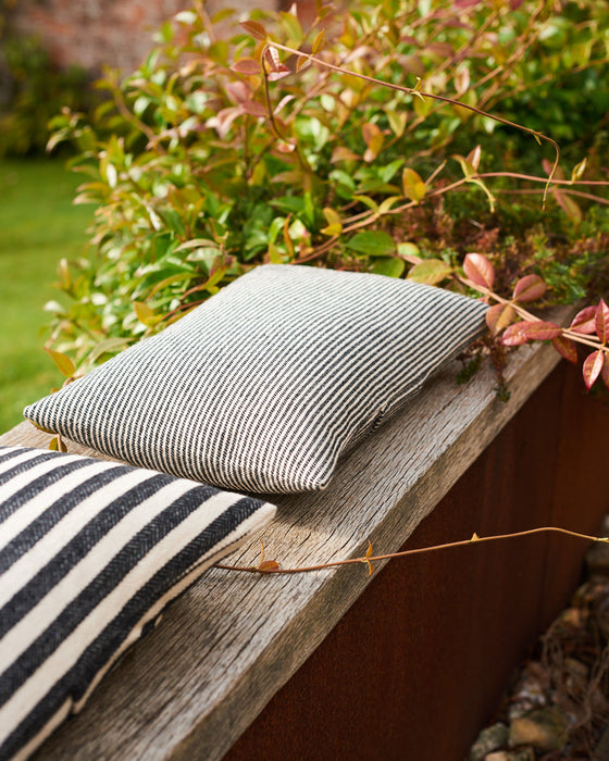 Cotton canvas long striped cushion Thin black stripes brush64