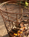 Bespoke twisted metal brazier detail  of colour