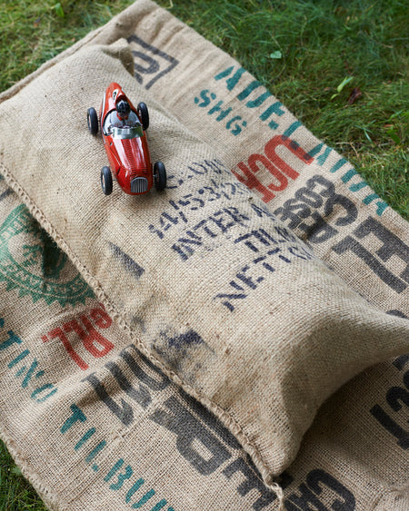 Hessian reclaimed coffee sack bolster.