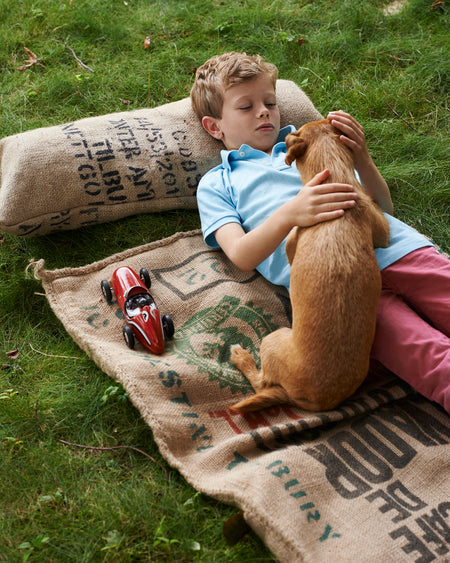 Hessian reclaimed coffee sack bolster.
