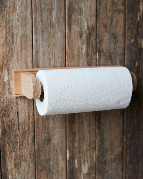 Traditional kitchen roll holder in solid oak