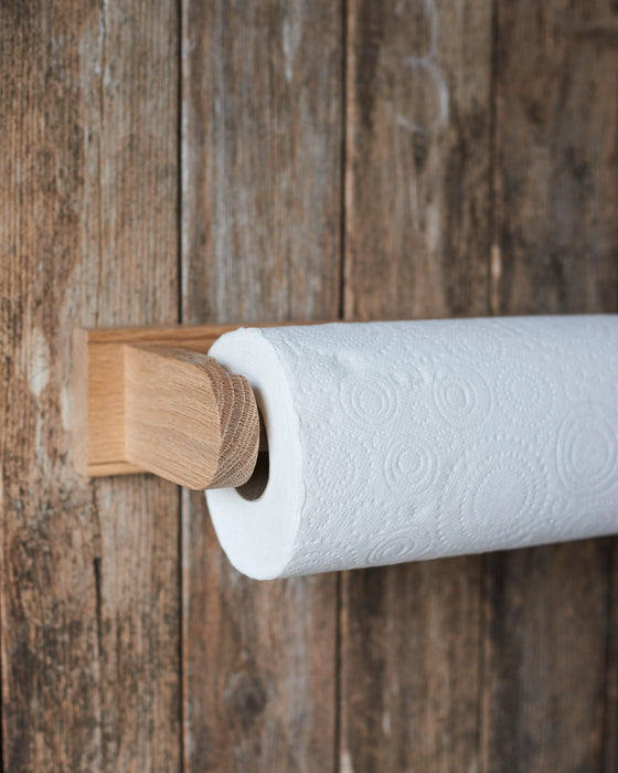 Traditional kitchen roll holder in solid oak