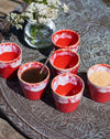 Hand made flame red espresso cups from Portugal