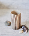 small hand painted grey striped vase in gift box