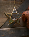 Antique brass star T- light holder on a linked chain